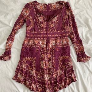 Long sleeved free people maroon dress